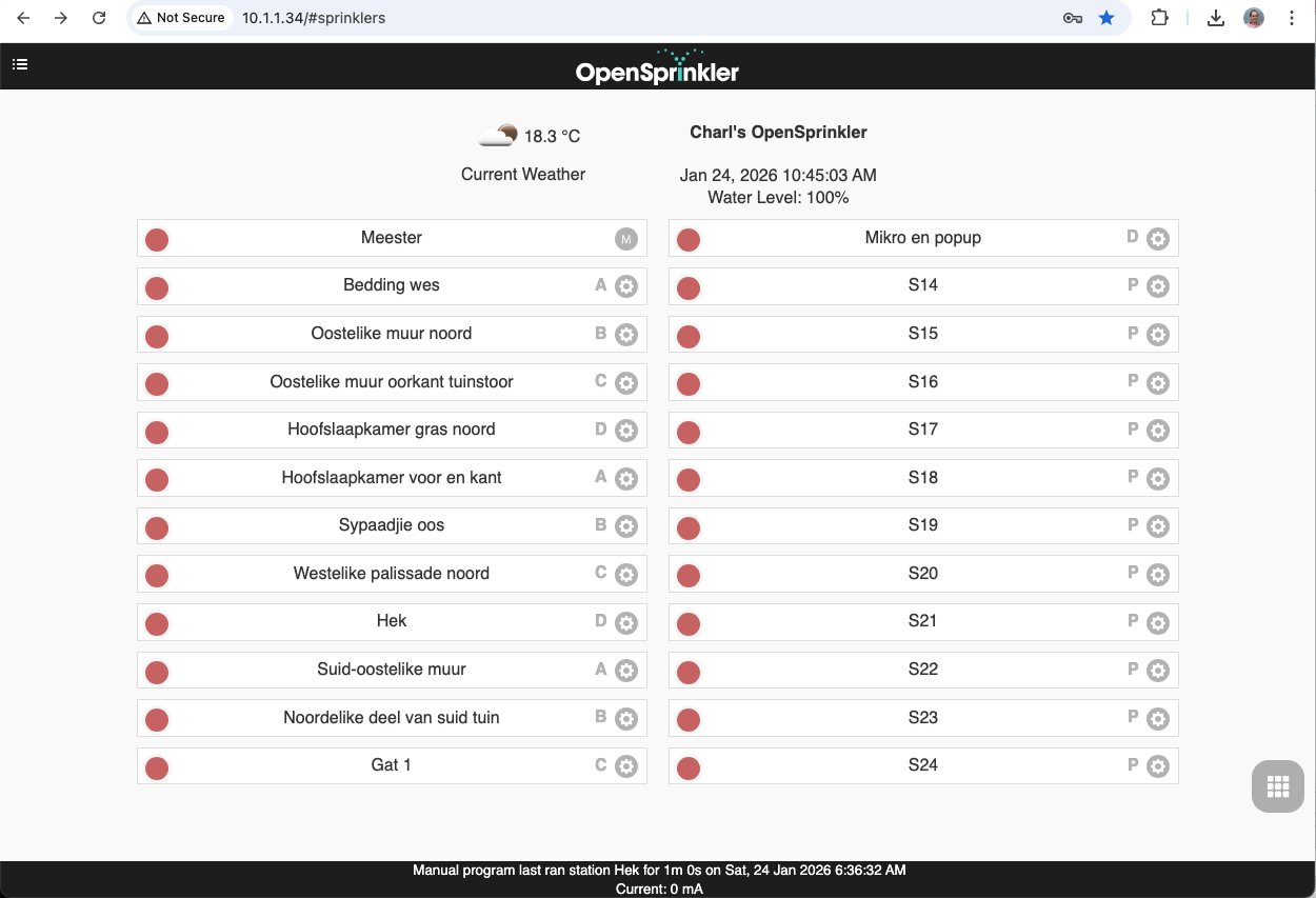OpenSprinkler Web Interface